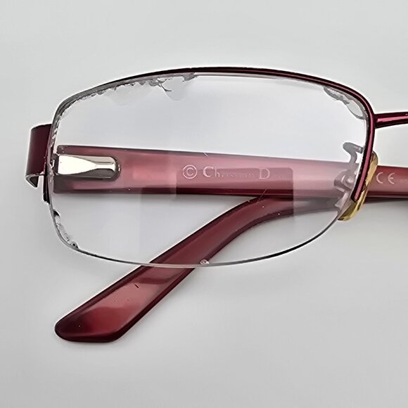Christian Dior CD7746J C5 Red Rhinestone Semi Rimless Eyeglasses Frame w/ Case - Picture 15 of 16